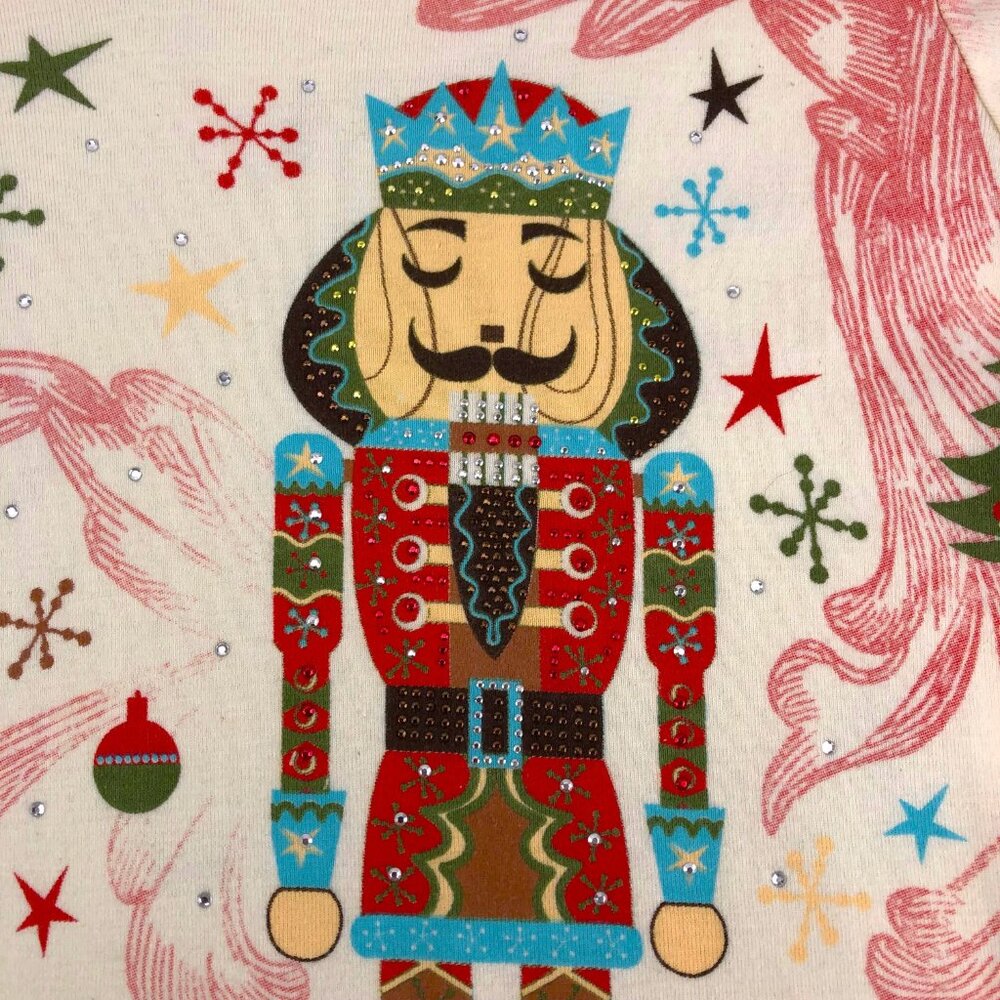 Cactus Bay Holiday Nutcracker Long Sleeve Tee Shirt with Rhinestones Size M - Picture 9 of 13